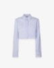Camicia Corta Rigata In Cotone • Azzurro