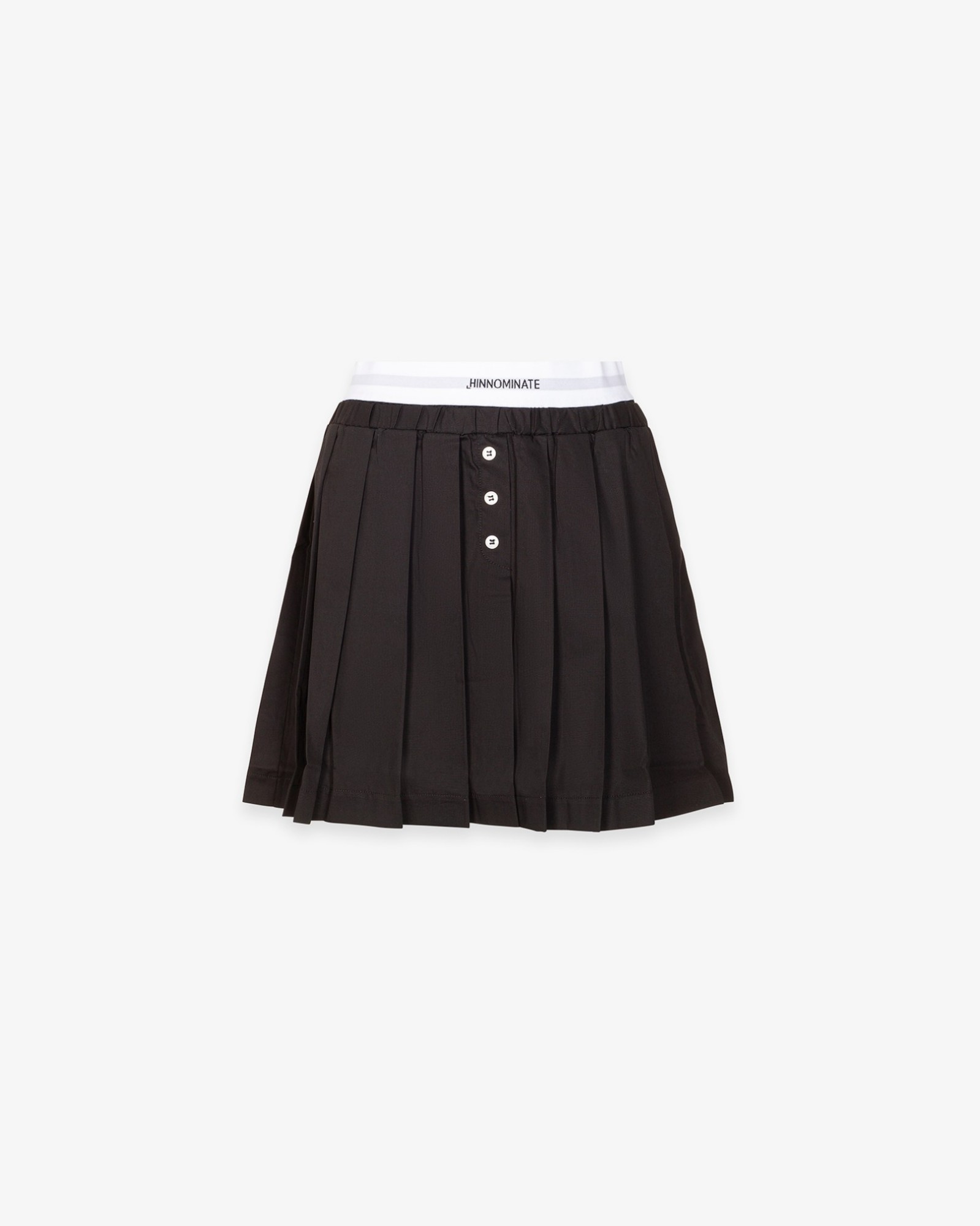 Gonna Corta A Pieghe In Popeline Con Elastico In Vita • Nero