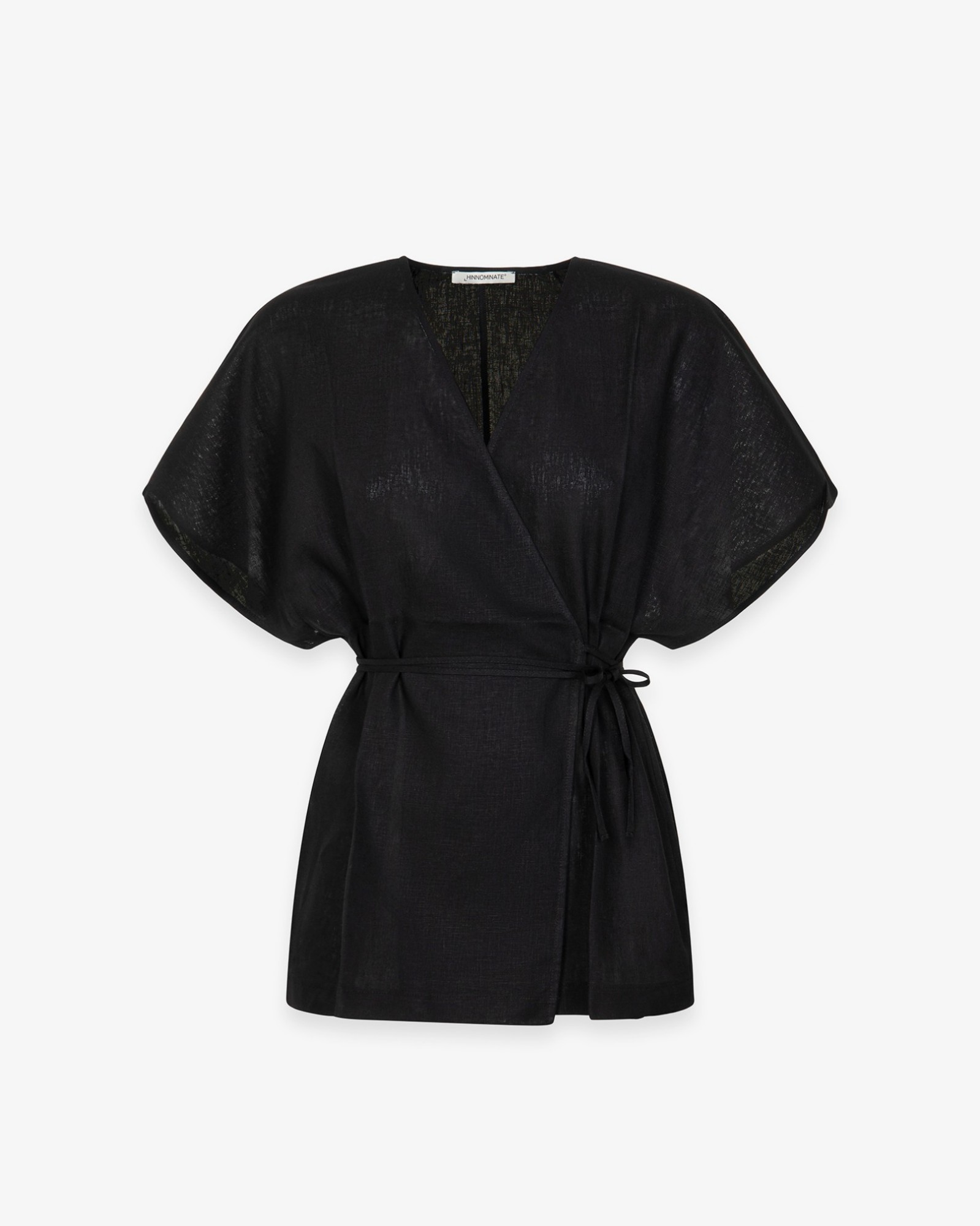 Camicia In Lino Smanicata Con Cintura In Vita • Nero