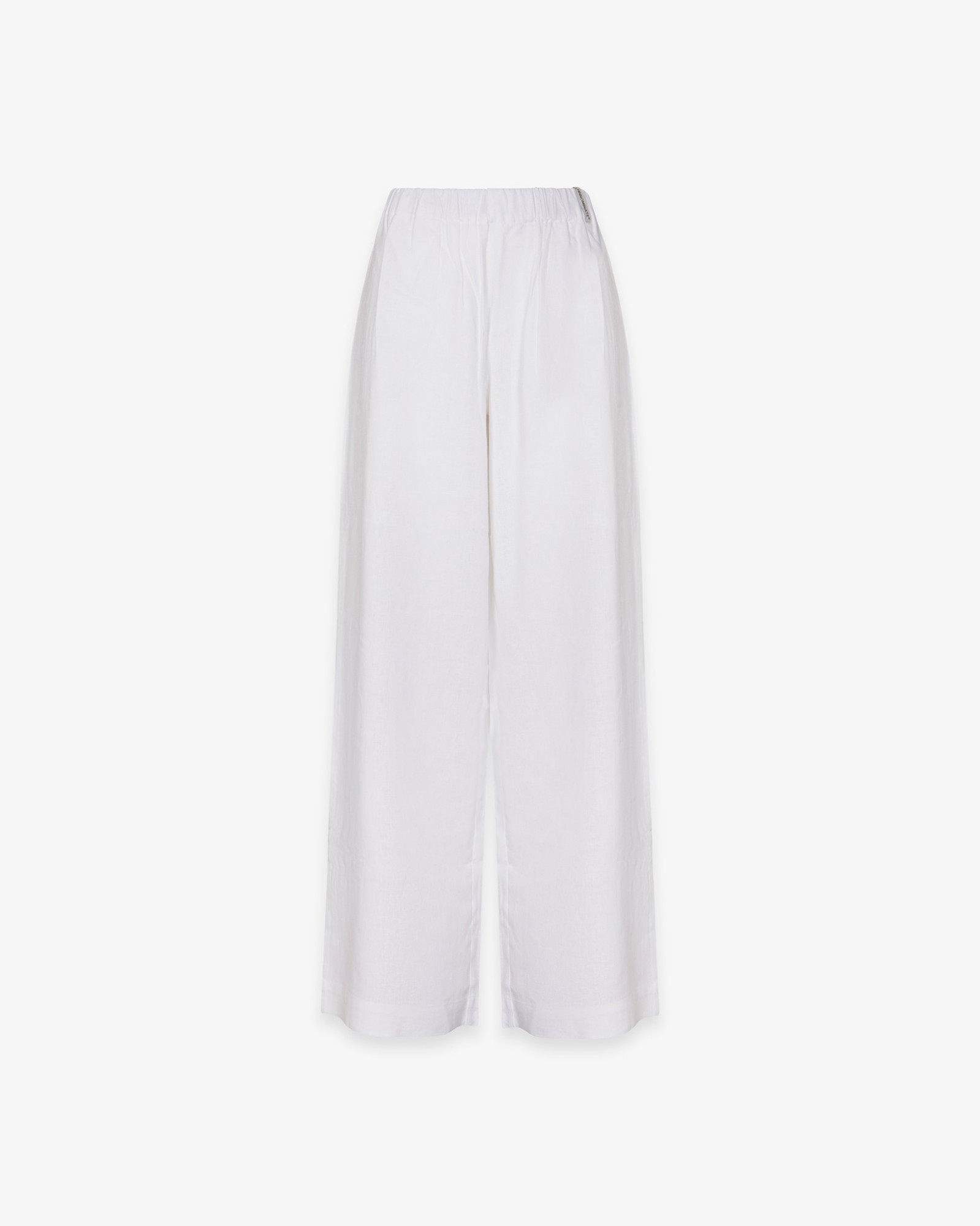 Pantalone Largo Dritto In Lino • Bianco
