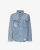 Camicia In Denim Con Rotture • Blu Chiaro