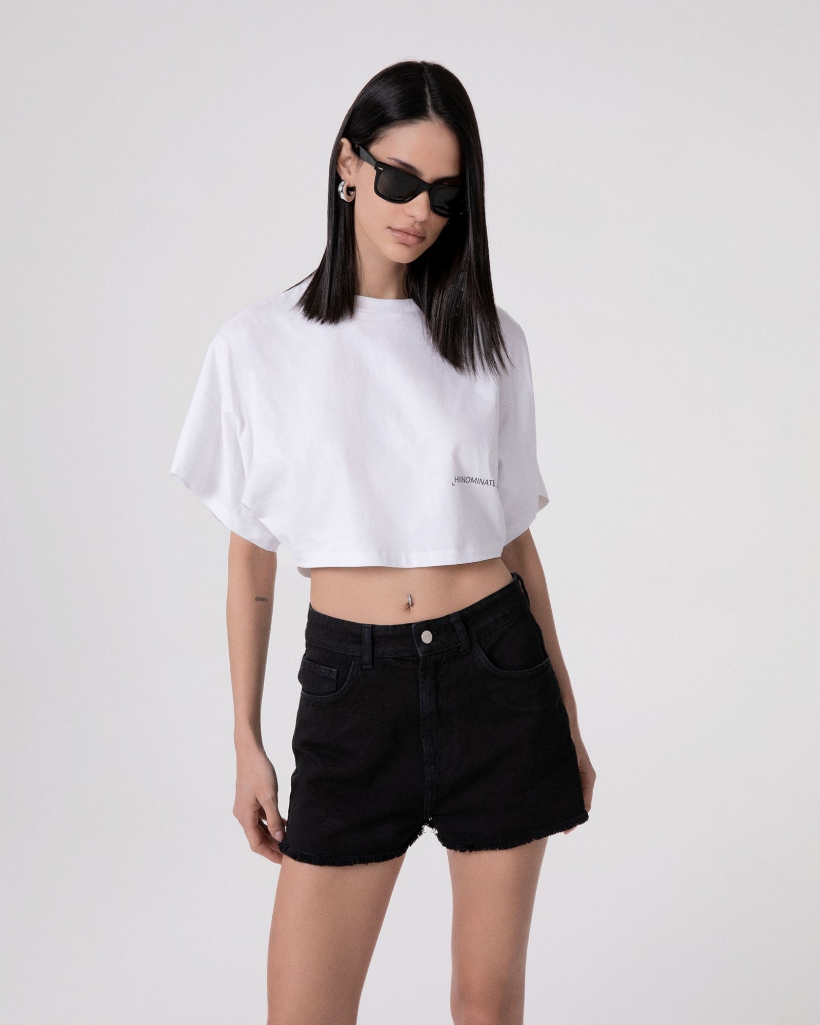 Crop Top In Jersey A Mezza Manica Ampia • Bianco Ottico