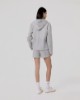 Felpa Lurex Cappuccio Full Zip Con Marsupio • Grigio Melange Sbiancato