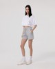 Shorts Corti In Felpa Lurex Con Nervature • Grigio Melange Sbiancato
