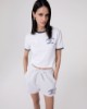 T-Shirt In Jersey Con Collo E Bordi Manica In Contrasto • Bianco Ottico