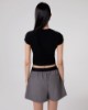 Crop Top Mezza Manica In Costina • Nero