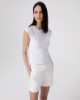 T-Shirt Mezza Manica In Costina • Bianco Ottico