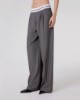Pantalone Dritto Con Pences Con Cinto Logato • Grigio Melange