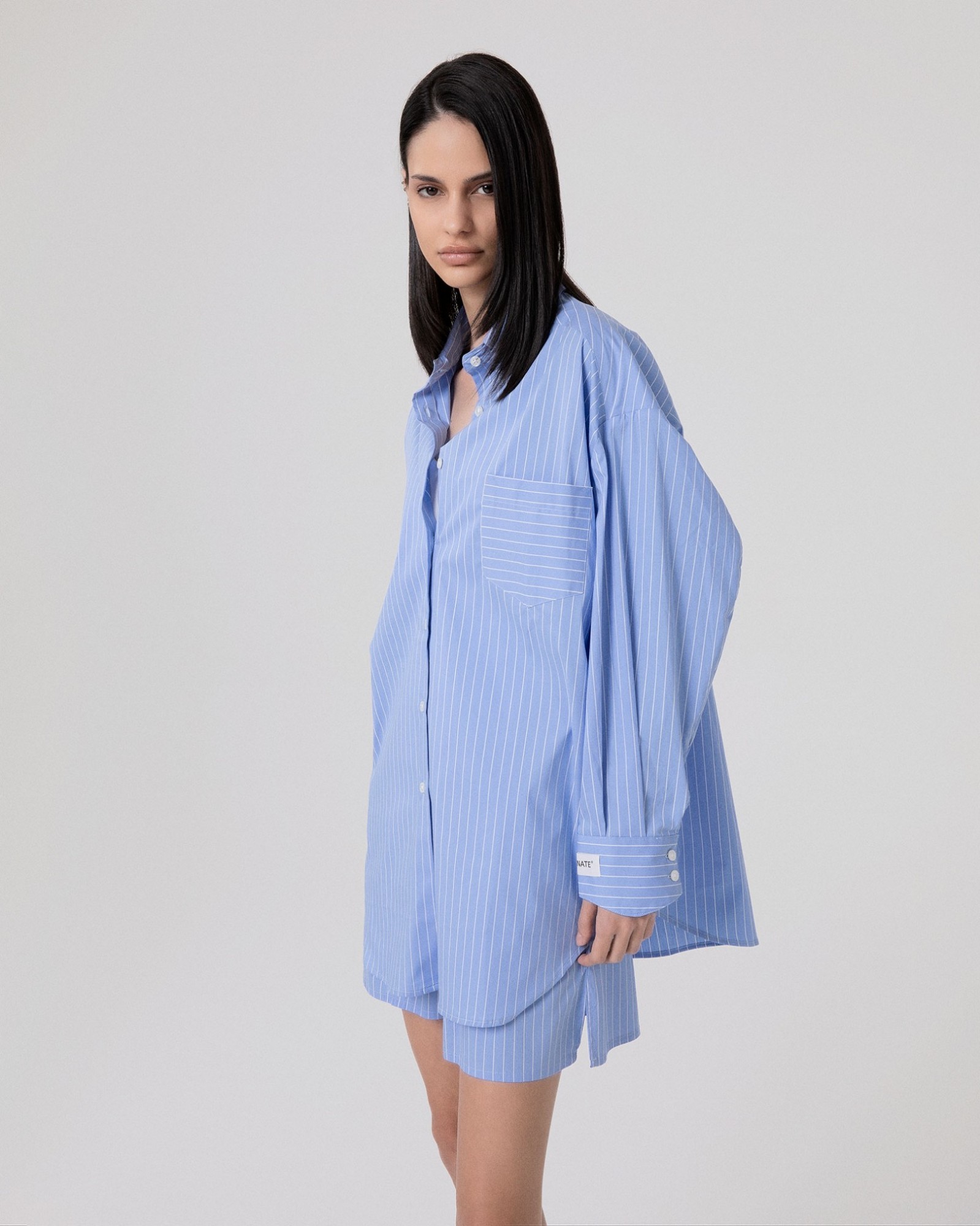 Camicia In Cotone Rigata Over • Azzurro