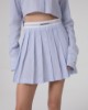 Gonna Corta A Pieghe Rigata In Cotone Con Elastico In Vita Logato • Azzurro
