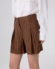 Shorts Con Risvolto E Pences In Lino Gessato • Moka