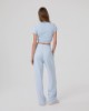 Pantalone In Viscosa Morbido Con Nervature Sul Davanti • Azzurro Pastello