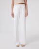 Pantalone Dritto Vita Alta In Viscosa Con Inserti In Raso • Off White