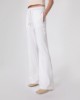Pantalone Dritto Vita Alta In Viscosa Con Inserti In Raso • Off White