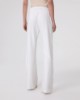 Pantalone Dritto Vita Alta In Viscosa Con Inserti In Raso • Off White