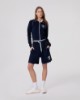 Felpa Corta Full Zip Raglan In Viscosa Con Piping E Zip In Contrasto • Blu