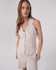 Gilet Gessato Con Reverse • Beige