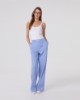 Pantalone Dritto Rigato In Cotone • Azzurro