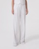 Pantalone A Palazzo Con Pences In Lino Gessato • Bianco