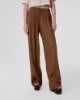 Pantalone In Lino Gessato Over Con Coulisse • Moka
