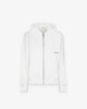Felpa Cappuccio Basica Full Zip Con Marsupio • Off White