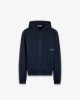 Felpa Cappuccio Basica Full Zip Con Marsupio • Blu