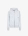 Felpa Cappuccio Basica Full Zip Con Marsupio • Grigio Melange Sbiancato