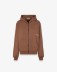 Felpa Cappuccio Basica Full Zip Con Marsupio • Moka