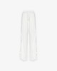Pantalone Dritto Vita Alta In Viscosa Con Inserti In Raso • Off White