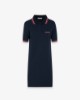 Abito Corto In Piquet Con Collo Smacchinato • Blu