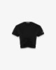 T-Shirt In Bielastico Con Arricciature Davanti • Nero
