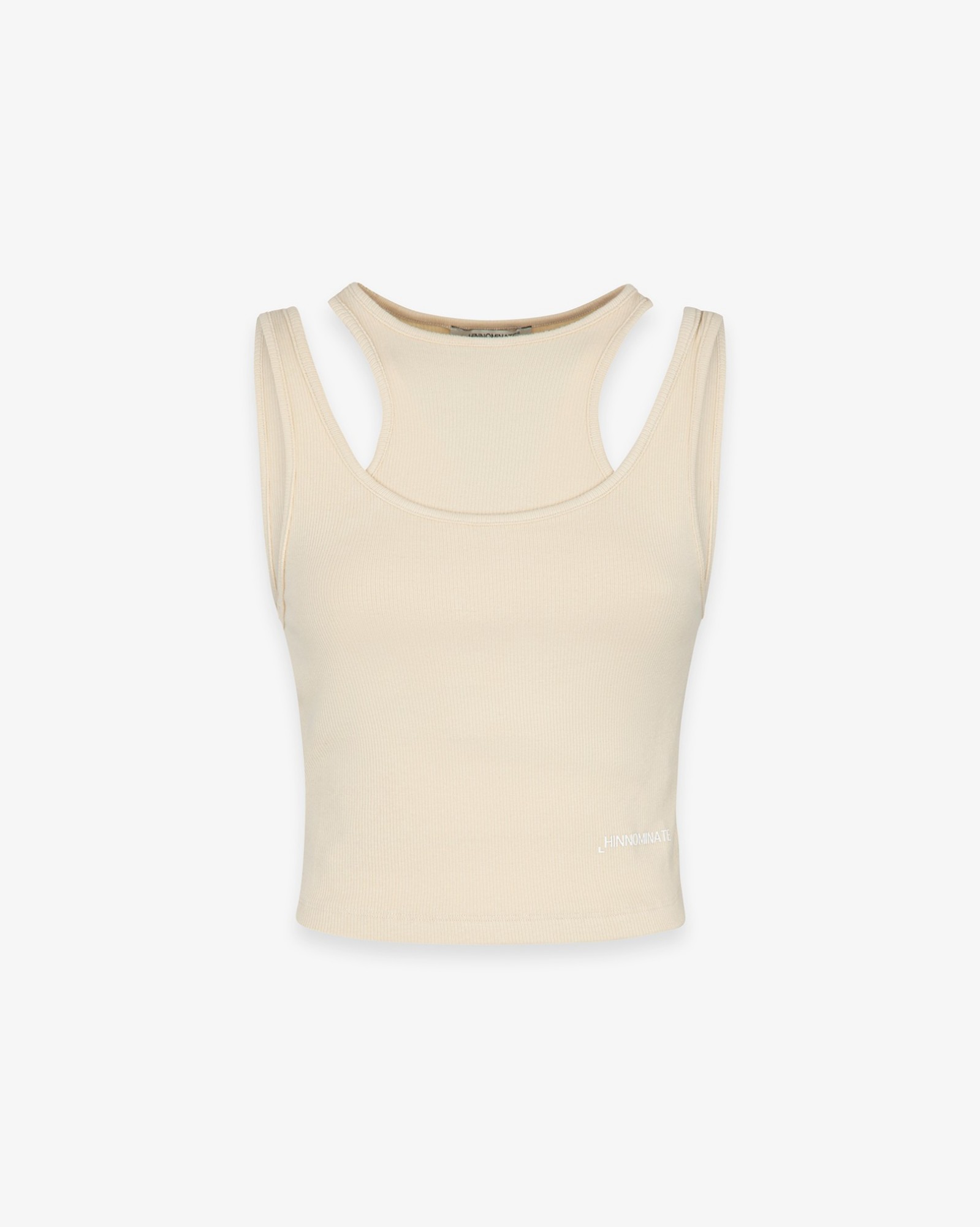 Top Doppio Crop In Costina • Bianco Ottico