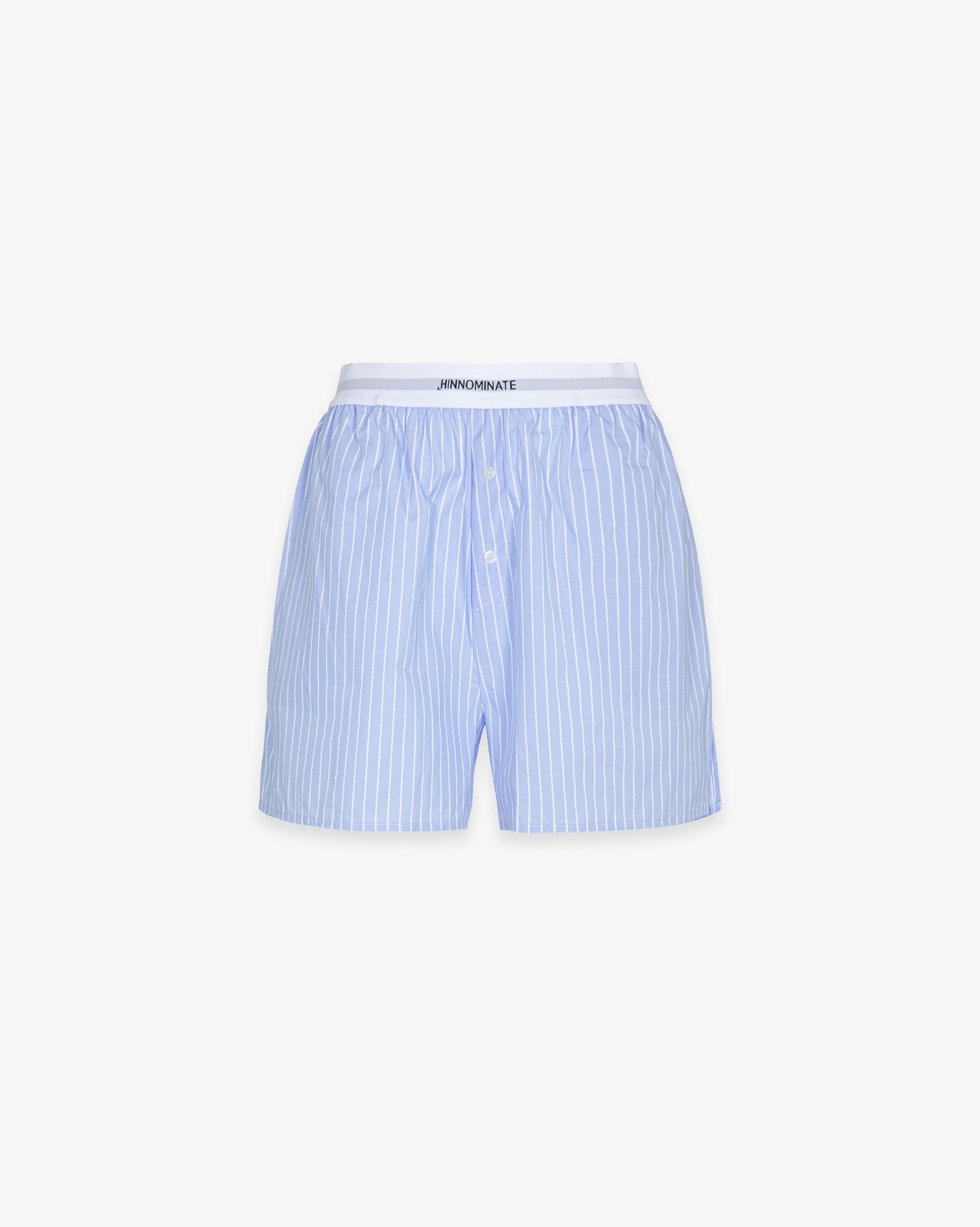 Bermuda In Cotone Rigato Cone Lastico In Vita Logato • Azzurro