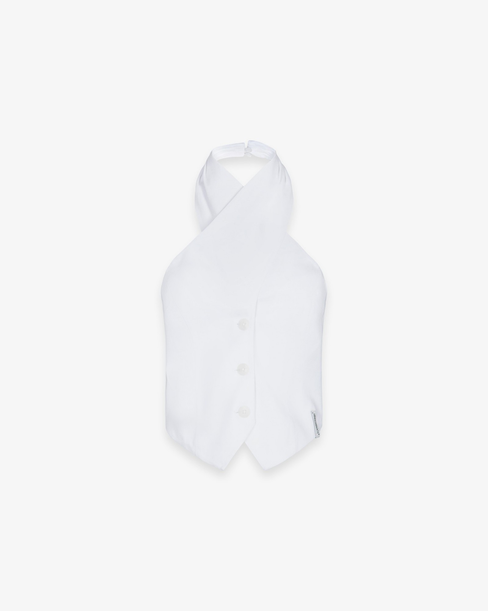 Top In Lino Con Incrocio Al Collo • Bianco