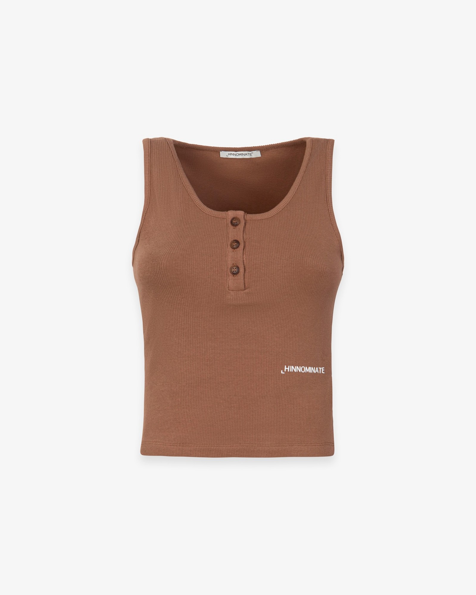 Immagine di Crop Top A Canotta In Costina Con Bottoni Sul Davanti • Moka