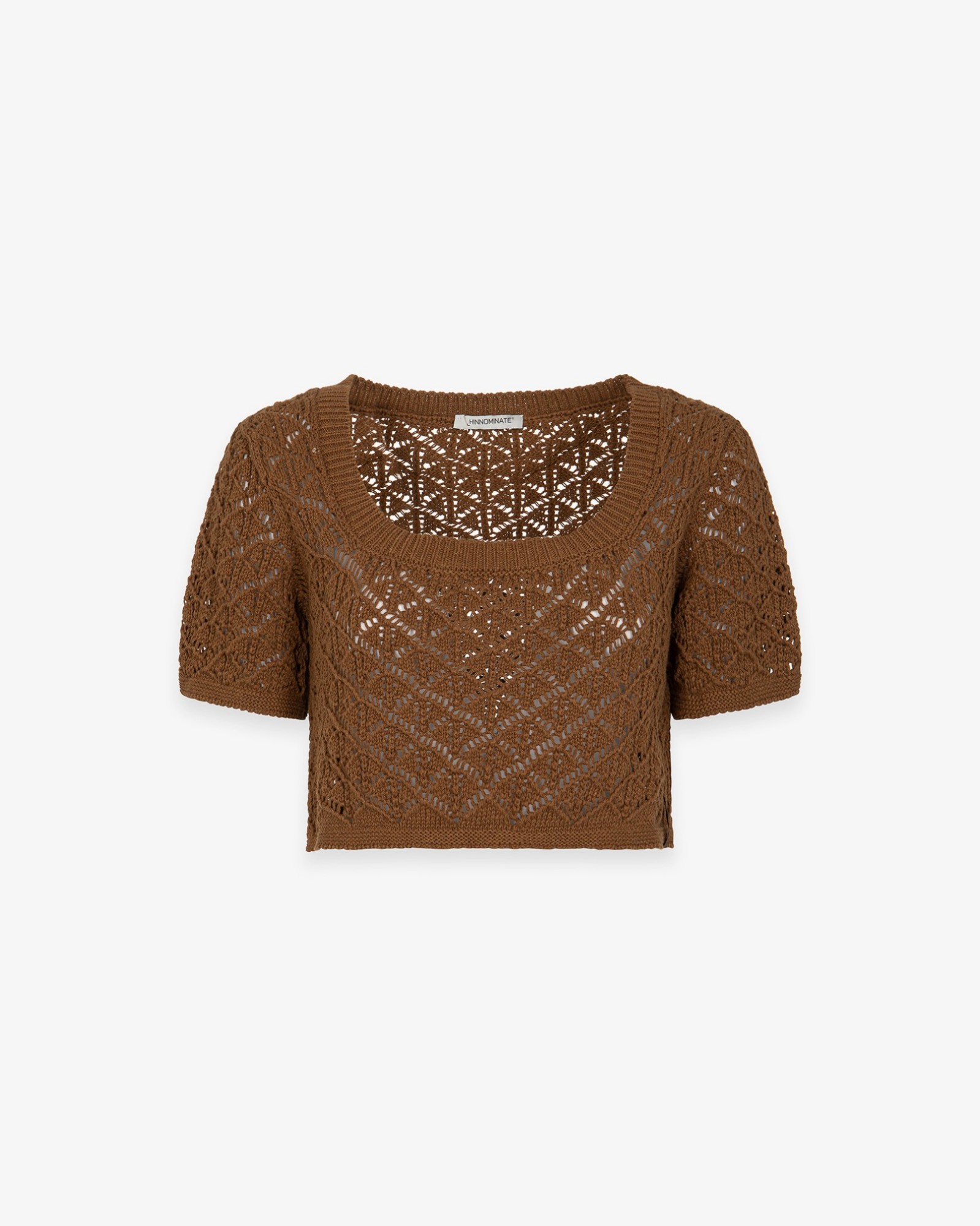 Immagine di Crop Top In Maglia Traforata Con M/M/ A Trombetta • Moka