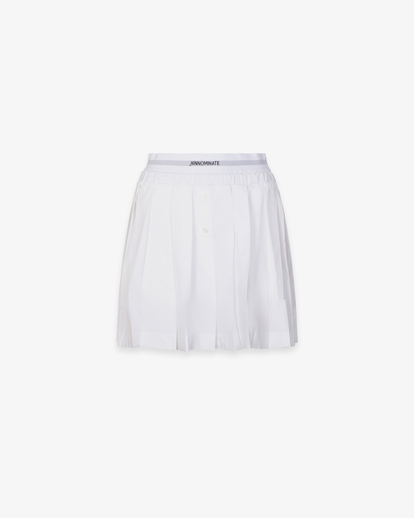 Picture of Short Pleated Poplin Skirt with Elastic Waist • White
