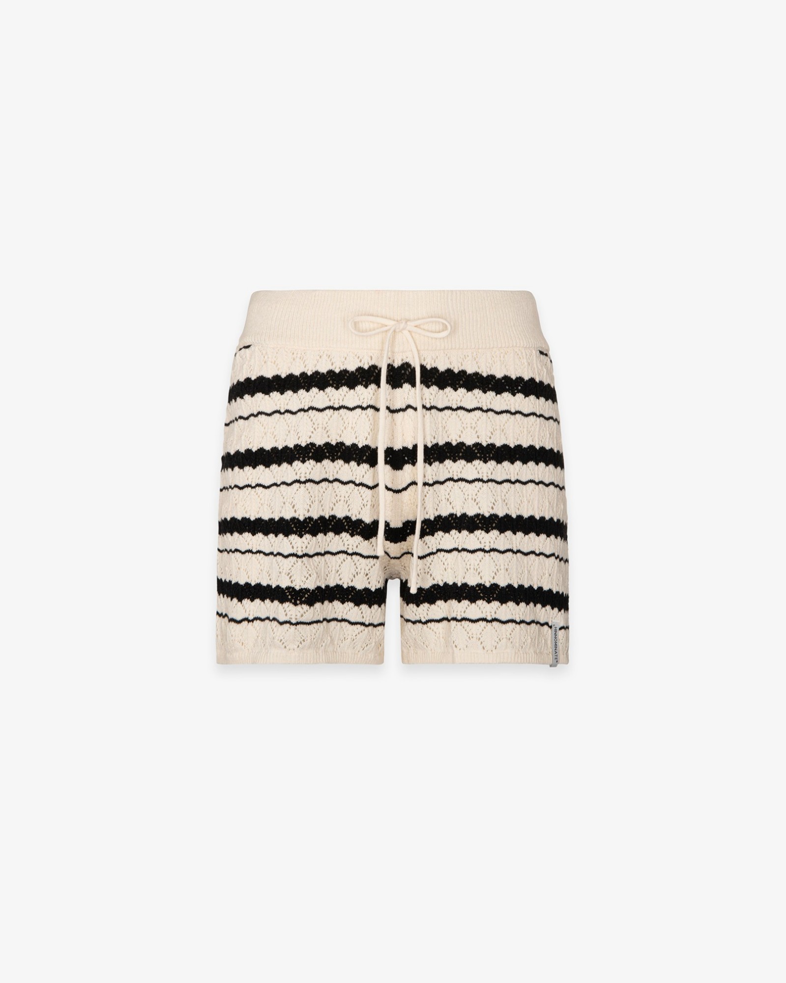 Picture of Striped Perforated Knit Shorts • Off White