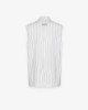 Picture of Double-breasted sleeveless pinstriped jacket • Off White