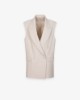 Picture of Double-breasted sleeveless jacket with raw cut • Beige