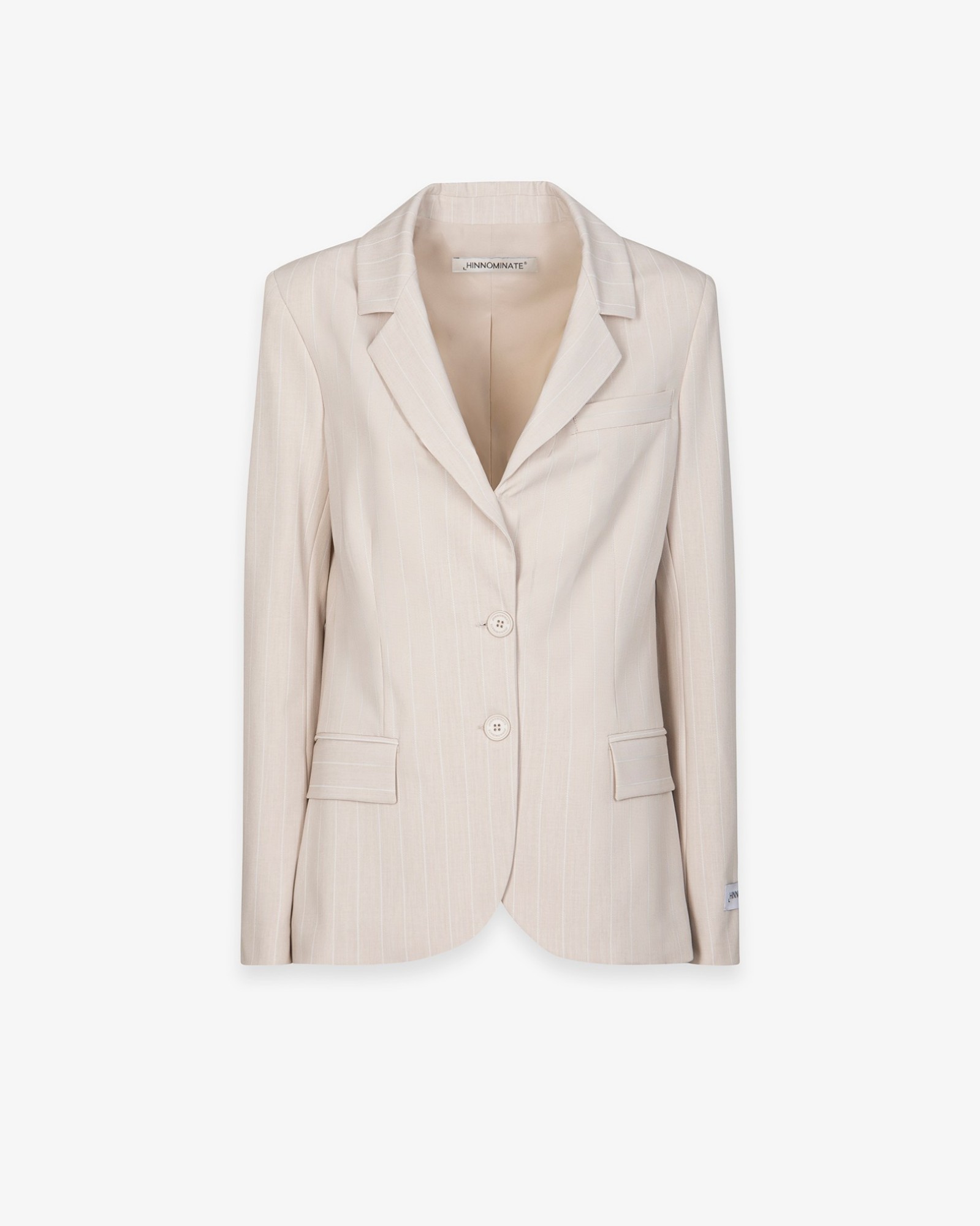 Immagine di Giacca Gessata Doppiopetto Con Spalline • Beige