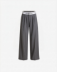 Picture of Straight-leg trousers with pleats and logo belt • Melange Grey