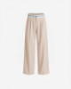 Picture of Straight-leg trousers with pleats and logo belt • Beige