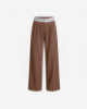 Picture of Straight-leg trousers with pleats and logo belt • Moka