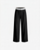 Picture of Straight-leg trousers with pleats and logo belt • Black
