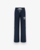 Picture of Straight Viscose Trousers with Piping and Slits at the Bottom • Blue