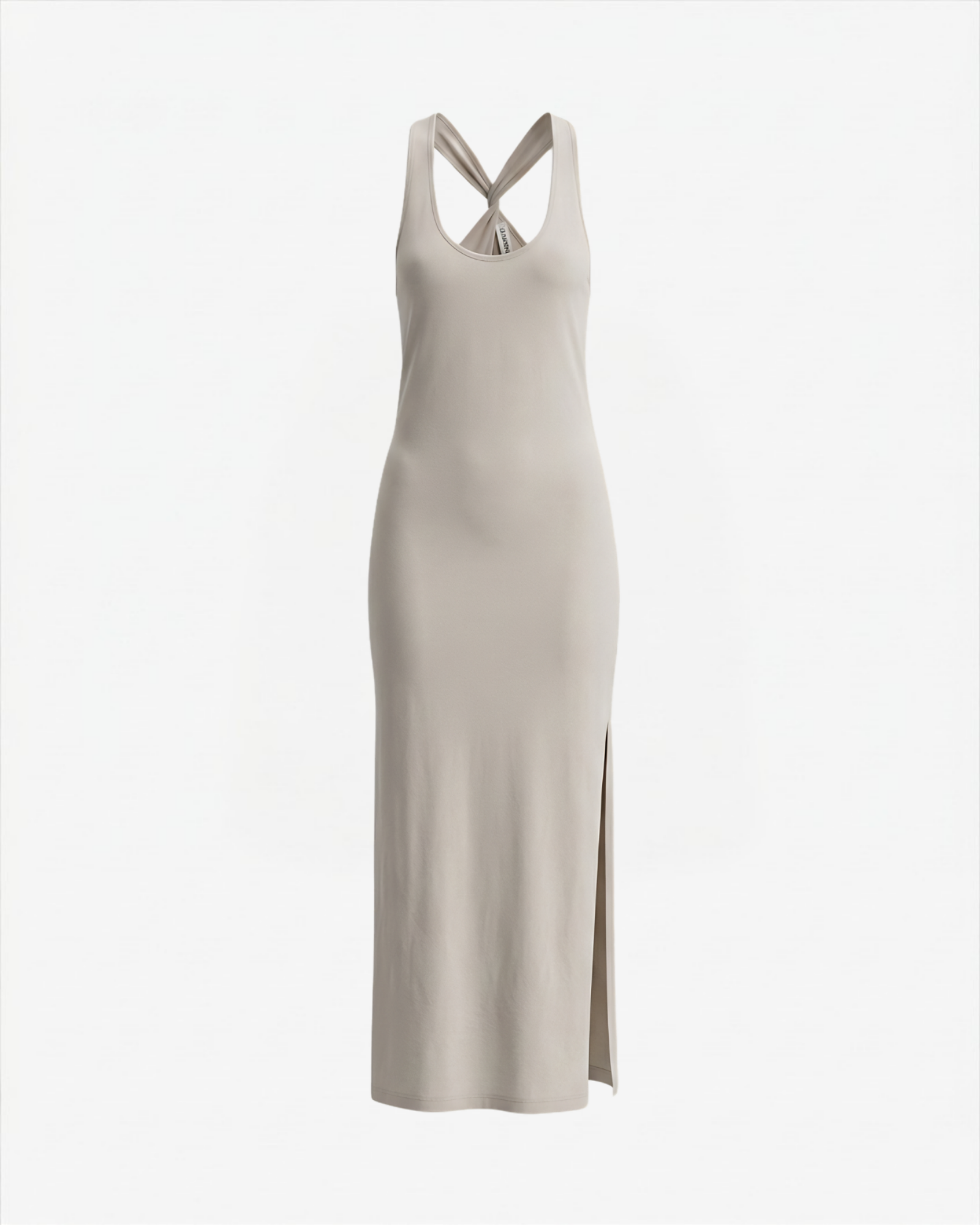 Picture of Viscose Midi Dress with Crossover Back • Beige