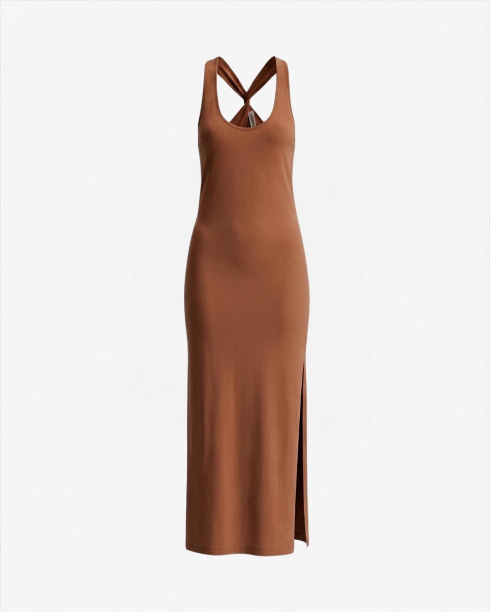 Picture of Viscose Midi Dress with Crossover Back • Moka