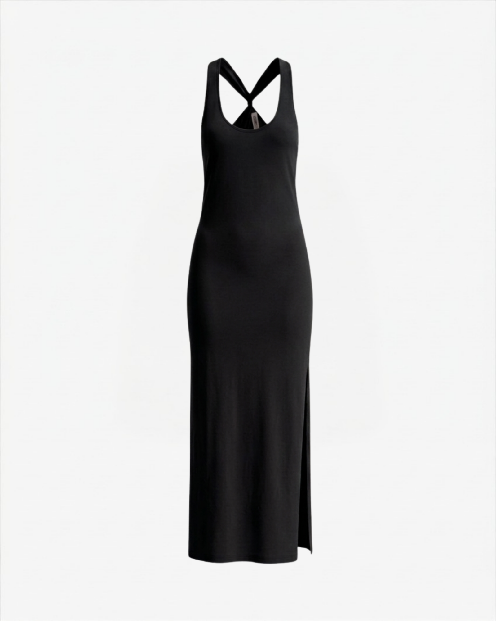 Picture of Viscose Midi Dress with Crossover Back • Black