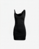 Picture of Short Viscose Dress with Gatherings • Black